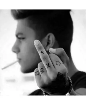 🖕 doigt d'honneur, cigarette, tatouage, geste offensant, geste de la main whatsapp sticker