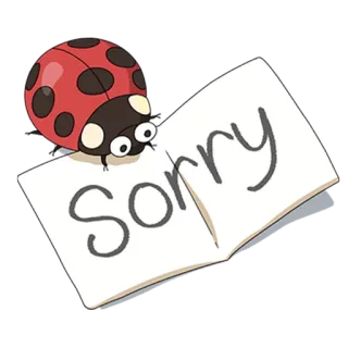🐞 Sorry 무당벌레, 사과, 미안, 곤충, 귀여운, 만화 telegram sticker