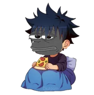 🌂 Pepe la Rana, Meme, Anime, Pizza, Sentado whatsapp sticker