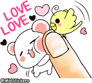 😆 @MHStickers 만화, 귀여운, 동물, 사랑, 스티커 telegram sticker