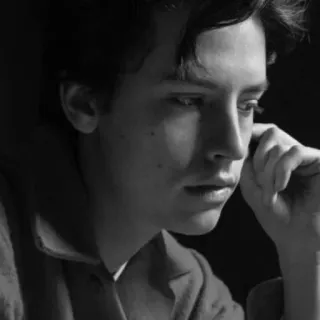 🌨 Cole Sprouse celebridad, actor, retrato, blanco y negro, hombre telegram sticker