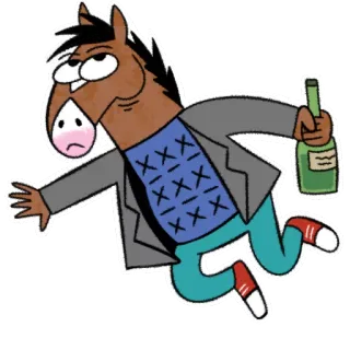☝️ BoJack Horseman kuda, kartun, alkohol, minum, sedih, acara TV, Netflix whatsapp sticker