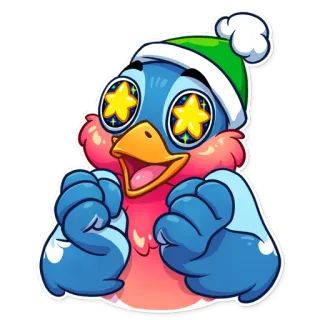 😃 Vogel, Cartoon, aufgeregt, fröhlich, Sterne, Augen, niedlich, Sticker telegram sticker