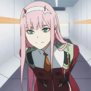 🍓 Zero Two Darling in the Franxx Anime, Zero Two, Darling in the Franxx, cheveux roses, fille anime telegram sticker