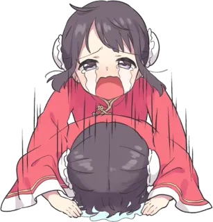 🙇‍♀️ anime, crying, sad, apology, bowing, girl telegram sticker