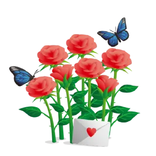 🌹 flowers, roses, butterflies, love, envelope, heart, nature telegram sticker