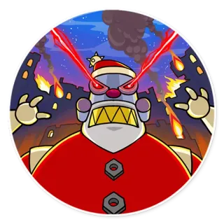 😡 robot, santa, destrucción, láser, ciudad, fuego, navidad telegram sticker