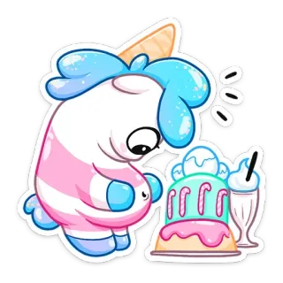 🎂 desenho animado, sorvete, sobremesa, fofo, doce, personagem telegram sticker