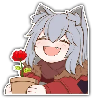 😄 Anime, Fofo, Lobo, Flor, Kawaii, Adesivo whatsapp sticker