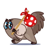 😞 zwierzę, kreskówka, podróż, bagaż, wiewiórka, słodki, ilustracja telegram sticker