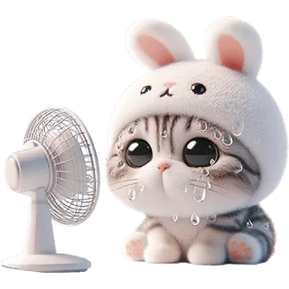 🥵 猫, 可爱, 动物, 兔子, 卡哇伊, 粉丝, 流汗 telegram sticker