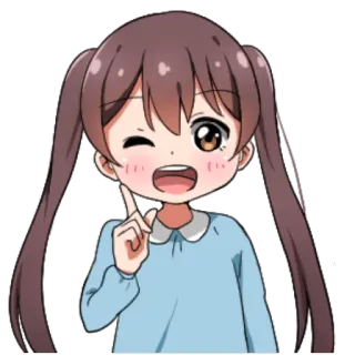 😉 fille anime, mignon, dessin animé, clin d'oeil, joyeux telegram sticker