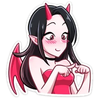 👉 demon, girl, cute, cartoon, anime, devil, wings, horns whatsapp sticker