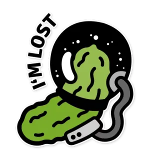 🥒 I'M LOST pickle, astronaut, lost, space, food, funny telegram sticker