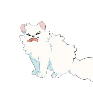 😫 Katze, weiß, wütend, Cartoon, Tier telegram sticker