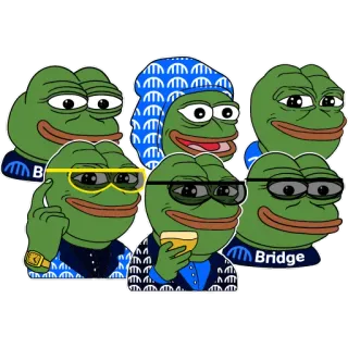 😎 Pepe the Frog Bridge Pepe the Frog, meme, internet culture, frog, glasses, characters telegram sticker