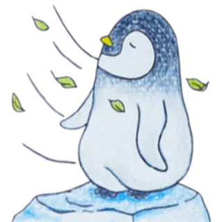 💨 pingouin, hiver, glace, feuilles, animal, mignon telegram sticker