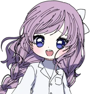 🔮 Anime, Dibujos animados, Chica, Linda, Bata de laboratorio, Chibi, Kawaii telegram sticker