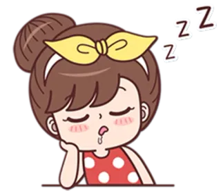 😴 ZZZ assonnato, cartone animato, sogno, ragazza, stanco, carino, pisolino telegram sticker