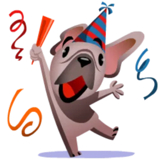 🎉 cachorro, festa, celebração, chapéu, animal, diversão telegram sticker