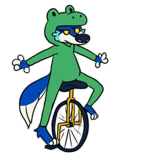 🐸 Dibujo animado, Animal, Monociclo, Lindo, Disfraz de rana telegram sticker