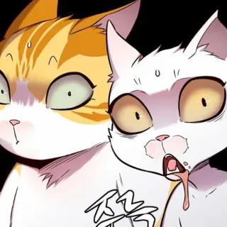 😧 고양이, 충격, 만화, 동물, 만화영화 telegram sticker
