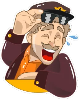 😂 man, sunglasses, hat, aviator, laughing, cartoon, pilot telegram sticker