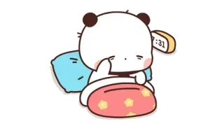 🍩 panda, sleepy, alarm clock, cartoon, cute, tired, bed telegram sticker