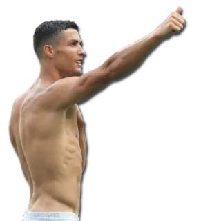 👍 Cristiano Ronaldo voetbal, American football, atleet, duim omhoog, shirtloos, sport telegram sticker