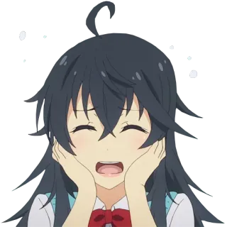 😱 Anime, Menina, Feliz, Desenho animado, Bonito, Sorrindo, Alegre telegram sticker