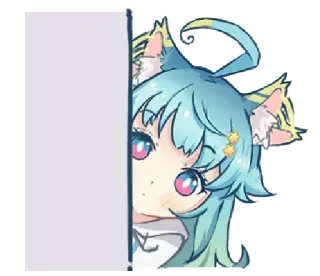 👀 Anime, Katmeisje, Gluren, Schattig telegram sticker