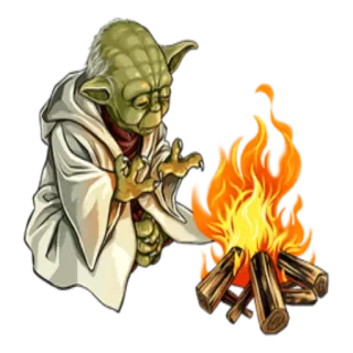 🏕 Yoda 尤达, 星球大战, 火焰, 绝地武士, 卡通, 贴纸 telegram sticker