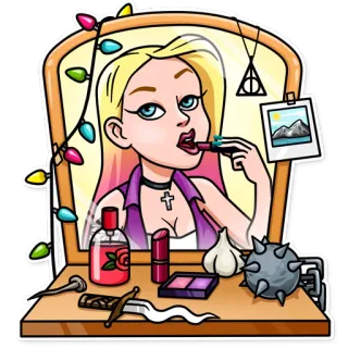 💄 makeup, vampire hunter, weapon, fantasy, mirror, lipstick telegram sticker