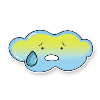 😰 Wolke, traurig, Wetter, Regen, Cartoon, Emotion whatsapp sticker