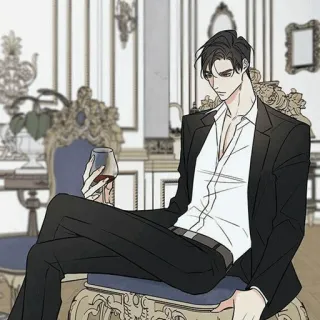 🧬 hombre, traje, vino, sentado, lujo, silla telegram sticker
