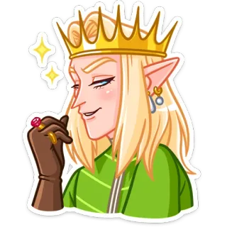 🤴 Elf, Krone, Fantasy, Ohrringe, Blond, Glitzer telegram sticker