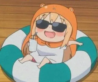 😎 Umaru Doma Himouto! Umaru-chan Anime, Umaru, Chill, Mignon, Été, Lunettes de soleil, Dessin animé telegram sticker