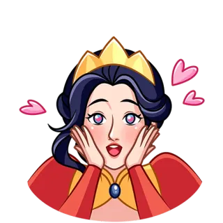 😍 princess, crown, hearts, cartoon, woman, joyful telegram sticker