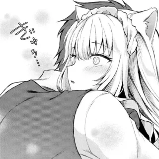 😊 ぎゅう... Anime, Manga, Słodkie, Kocie uszy, Maid, Kawaii, Rumieniec telegram sticker