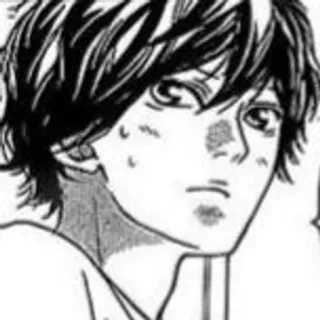 🐱 Manga, Anime, Ragazzo, Ritratto, Disegno, Bianco e nero telegram sticker