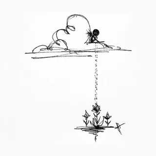 ☂️ nuage, fleurs, art, dessin, croquis, pluie, silhouette whatsapp sticker