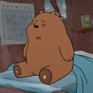 🪲 Grizz We Bare Bears Гризз, Мы обычные медведи, Мультфильм, Грустный, Медведь whatsapp sticker