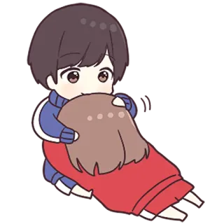 ❤️ cute, hug, affection, chibi, cartoon whatsapp sticker