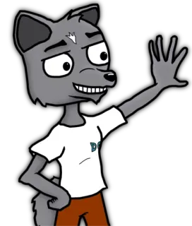 😁 Wolf, Cartoon, Anthropomorph, Tier, Figur, Illustration telegram sticker