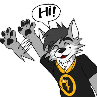 ✋ Hi! furry, animal, wolf, cartoon, hi, friendly telegram sticker