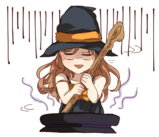 👩 Hexe, Magie, Zaubertrank, Anime, Cartoon, süß, kawaii, Fantasy telegram sticker