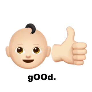 👶 good. 이모티콘, 아기, 엄지 척, 긍정, 좋아요, 승인 telegram sticker