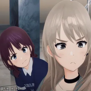 ๐คจ Momoe Sawaki and Rika Kawai Wonder Egg Priority anime, girls, anime reaction, annoyed, wonder egg priority, Momoe Sawaki, Rika Kawai whatsapp sticker