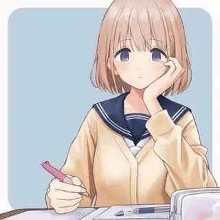✨ anime girl, school uniform, cute, illustration, student, drawing whatsapp sticker