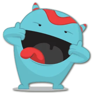 😛 만화, 괴물, 파란색, 혀, 싫어요, 무례한 몸짓 telegram sticker